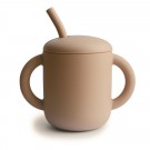 Silikon sippy cup med sugerør, natural, Mushie thumbnail