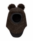 Balaclava wool alpaca pompoms, brown melange, Huttelihut thumbnail