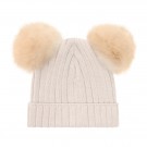 Hat knit alpaca pompoms, sand melange, Huttelihut thumbnail