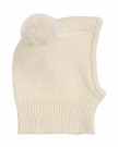 Balaclava knit pompoms, antique white, Huttelihut thumbnail