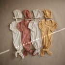 Ribbed baby bonnet, beige melange, Mushie thumbnail