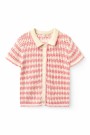 Crochet t-shirt cardigan, pink/cream, Copenhagen colors thumbnail