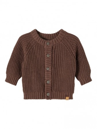Emlen knit cardigan baby, chestnut, Lil Atelier