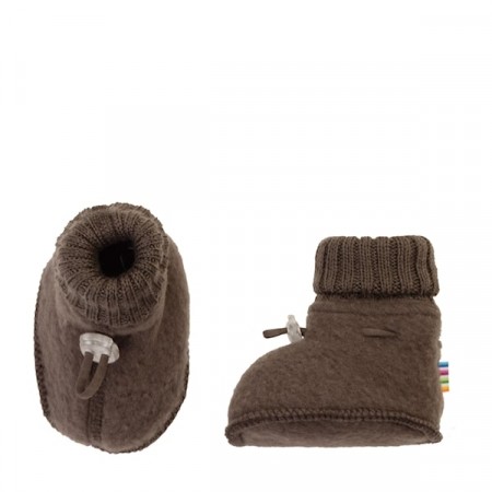 Sleeping booties ullfleece, mørk brun, Joha