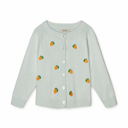 Favo embroided cardigan, ballad blue/lemons, Fliink