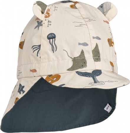 Gorm reversible sun hat, sea creatures/sandy, Liewood