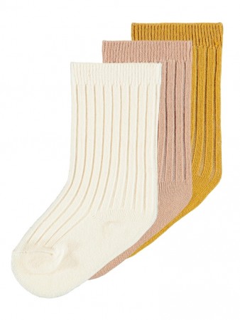 Elove 3-pack knee sock baby, almondine, Lil Atelier