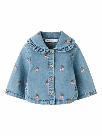 Deva loose denim jacket emb baby, medium blue, Lil Atelier