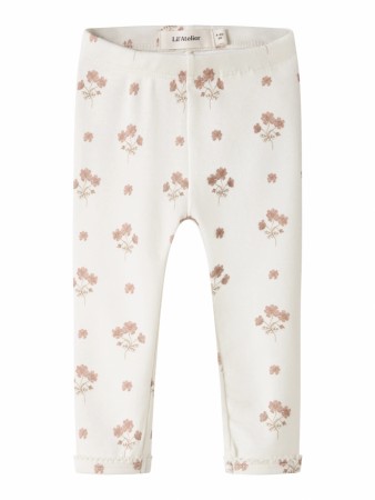 Layo slim leggings baby, coconut milk/pink flower, Lil Atelier