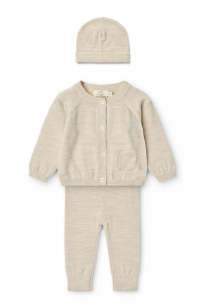 Classic merino baby set, pale cream melange, Copenhagen colors