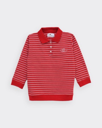 Wilma kids pique top, red/white, Fiona stories