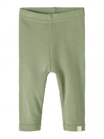 Fable slim leggings wool baby, oil green melange, Lil Atelier
