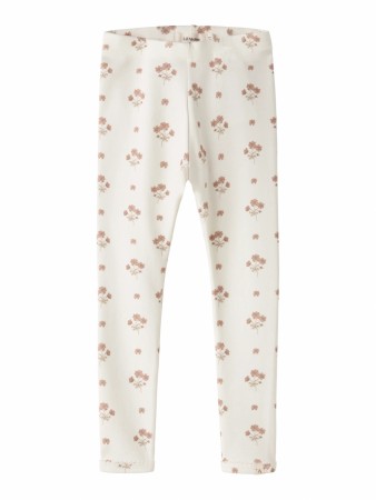 Layo slim leggings, coconut milk/pink flower, Lil Atelier