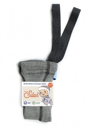 Wooly footless wool tights, granit gray, Silly Silas