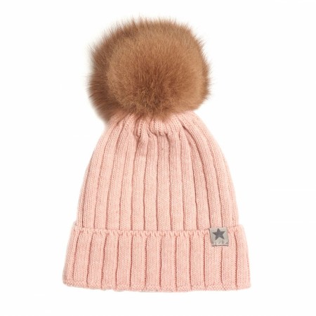 Warmy knithut wool, dusty rose/camel, Huttelihut