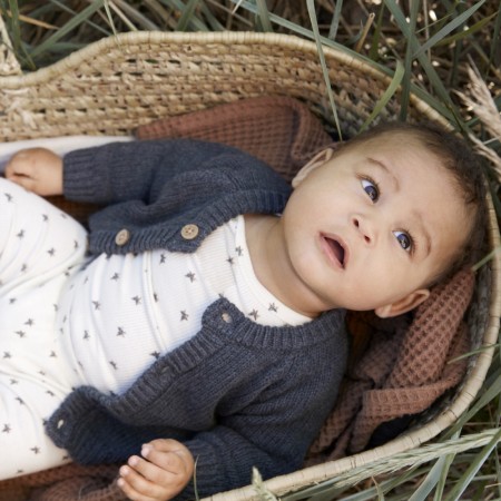 Emlen knit cardigan baby, turbulence, Lil Atelier