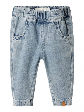 Fundo loose jeans baby, medium blue denim, Lil Atelier