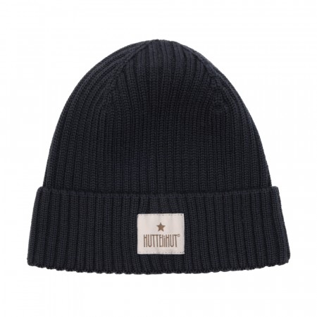 Hat knit wool, dark navy, Huttelihut
