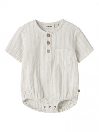 Hagi loose shirt body, coconut milk/dusty blue, Lil Atelier