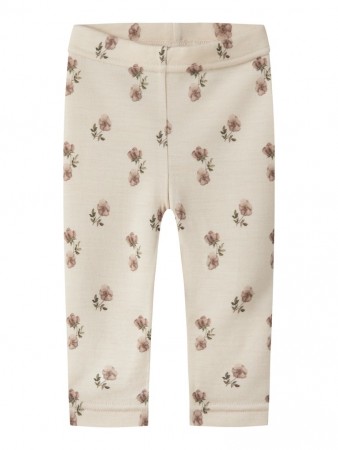 Nilo wo/mo slim leggings baby, turtledove/flower, Lil Atelier