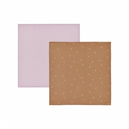 Yummy 2-pack muslin cloths, choko/lavendel, Oyoy