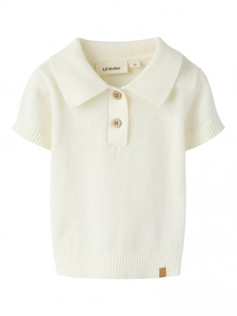 Hito loose polo knit baby, coconut milk, Lil Atelier