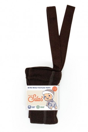 Wooly footless wool tights, espresso brown, Silly Silas