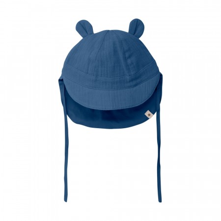Summerhat ears muslin UPF50+, bering sea, Huttelihut