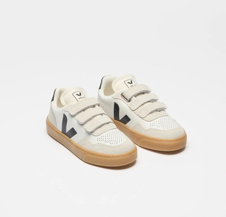 Veja V-90 LEATHER junior, white black NATURAL