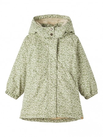 Gudruna long jacket, oil green aop, Lil Atelier