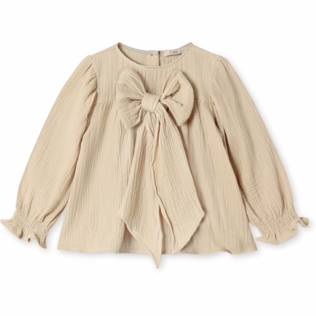 Paco bow blouse, sandshell, Fliink