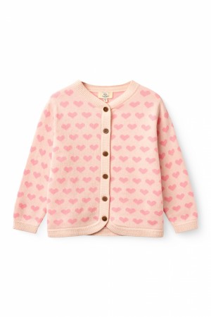 Heart cardigan, pink combi, Copenhagen colors