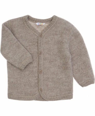 Cardigan ullfleece, sesame melange, Joha