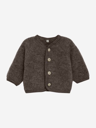 Jacket wool fleece buttons, brown melange, Huttelihut