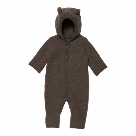 Allie baby suit wool fleece, brown, Huttelihut