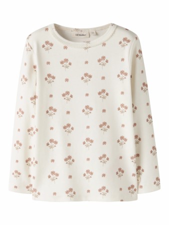 Layo slim top, coconut milk/pink flower, Lil Atelier