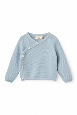 Baby cross-over cardigan, dusty blue, Copenhagen colors