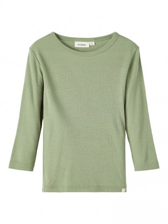 Fable slim top wool, oil green melange, Lil Atelier