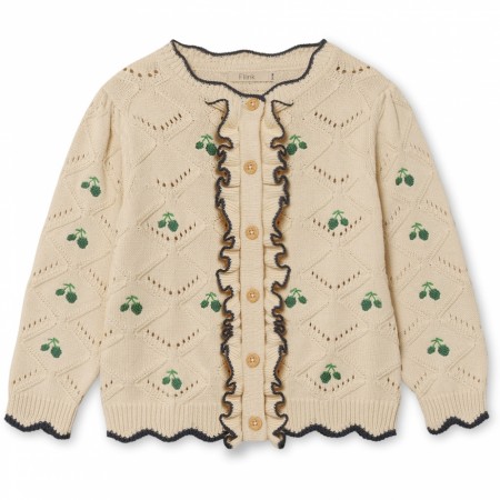 Mela ruffle cardigan, sandshell, Fliink