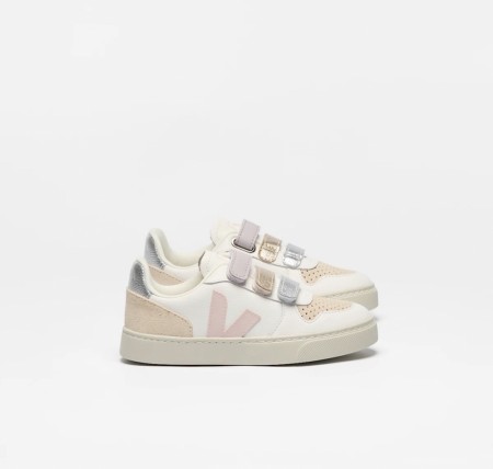 Veja v-10 leather kid, white petale