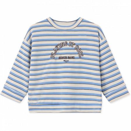 Alvin stripe sweat shirt, sandshell/marina, Fliink