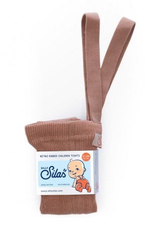 Footed cotton tights, light brown, Silly Silas