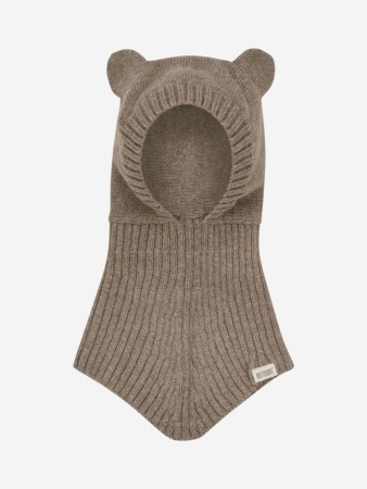 Balaclava bear wool knit, morel, Huttelihut