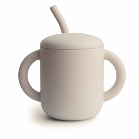 Silikon sippy cup med sugerør, shifting sand, Mushie