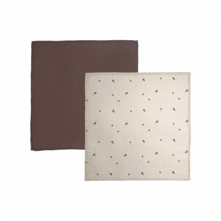 Yummy muslin cloth 2-pack, brown/clay, Oyoy