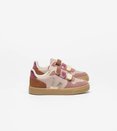 Veja small v-10 leather kid, babe platine