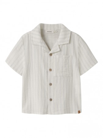 Hagi loose shirt, coconut milk/dusty blue, Lil Atelier