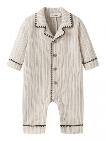 Sage loose night suit, turtledove/mulled basil, Lil Atelier 
