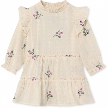 Dobby rose emb dress, sandshell, Fliink