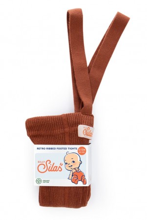 Footed cotton tights, cinnamon, Silly Silas